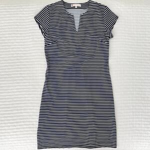Jude Connally V-Notch Short Sleeve A-Line Jude Cloth Dress Navy / White Stripe S